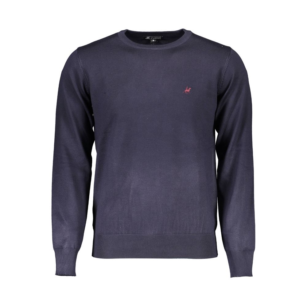 U.S. Grand Polo Equestrian Chic Blue Long-Sleeved Crew-Neck Sweater U.S. Grand Polo