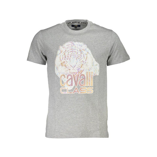 Cavalli Class Gray Cotton T-Shirt Cavalli Class