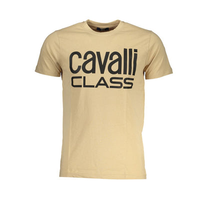 Cavalli Class Beige Cotton T-Shirt Cavalli Class