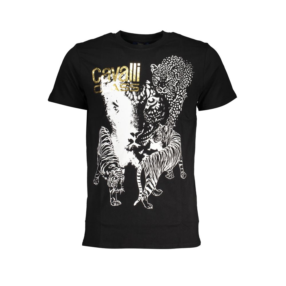 Cavalli Class Black Cotton T-Shirt Cavalli Class