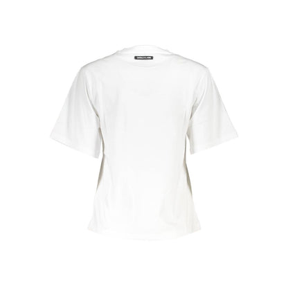 Cavalli Class Elegant White Cotton Tee with Designer Print Cavalli Class