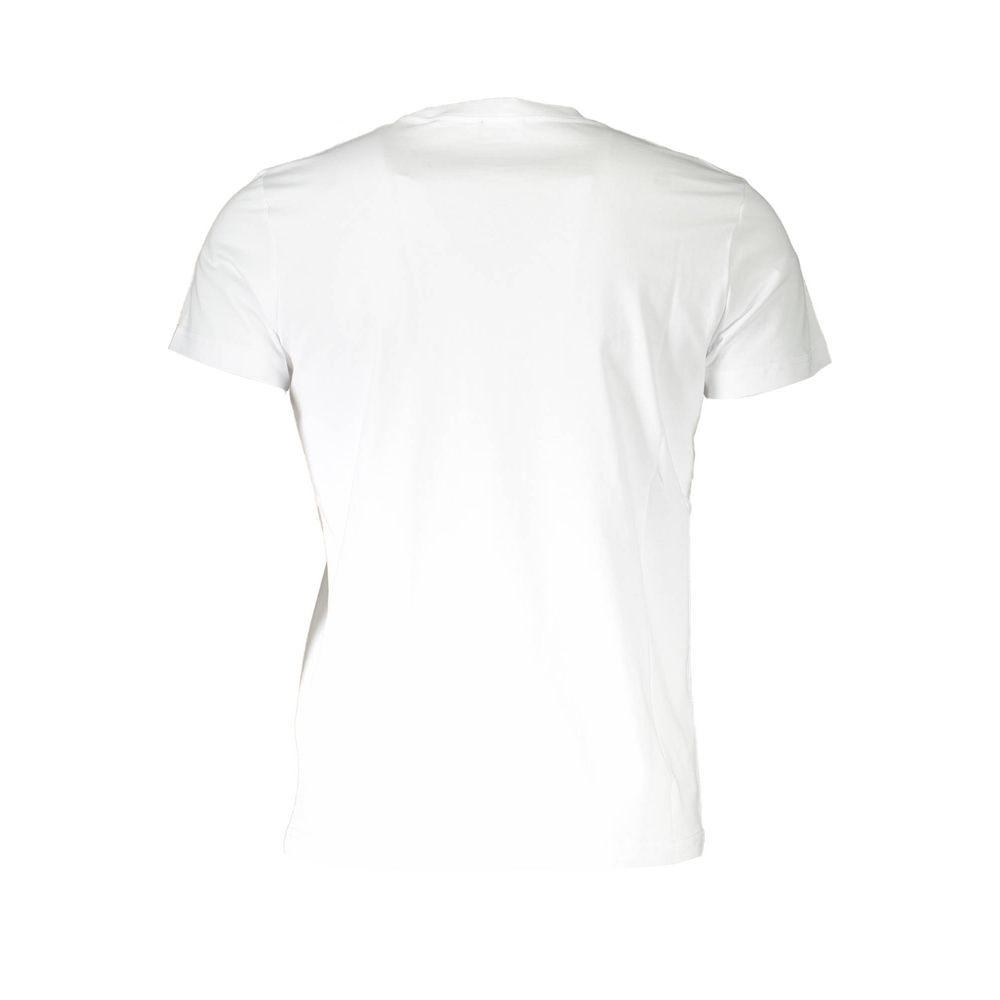 Diesel Sleek White Round Neck Tee with Logo Detail Diesel