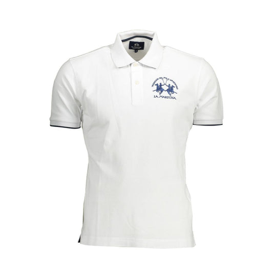 La Martina Elegant White Polo with Contrasting Embroidery La Martina