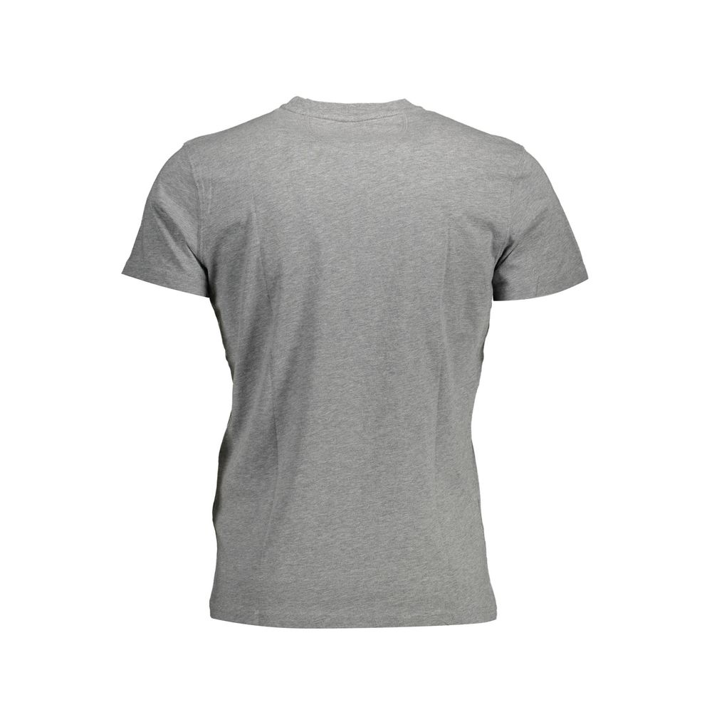 La Martina Exquisite Embroidered Gray Cotton Tee La Martina