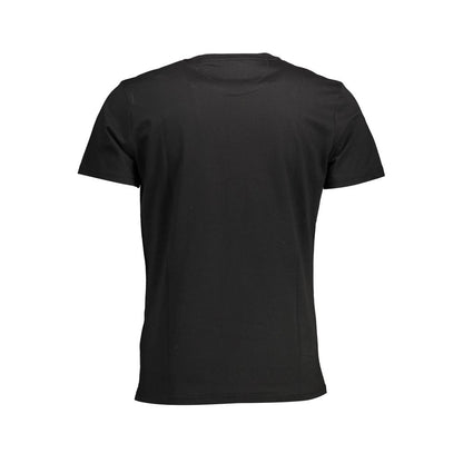 La Martina Elegant Black Crew Neck Cotton Tee La Martina