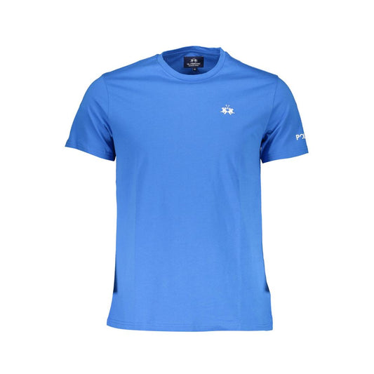 La Martina Elegant Blue Embroidered Logo Tee La Martina