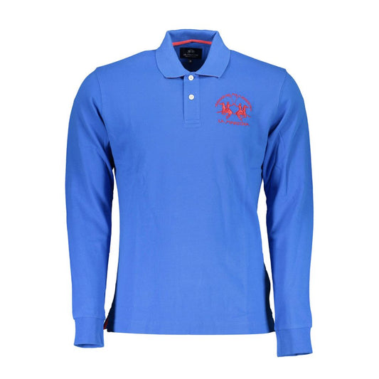 La Martina Elegant Blue Long-Sleeved Polo for the Modern Man La Martina