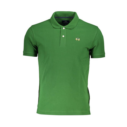 La Martina Elegant Slim Fit Green Polo With Contrasting Details La Martina