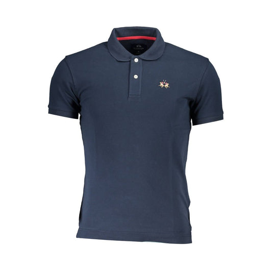 La Martina Elegant Slim-Fit Blue Polo with Contrasting Details La Martina