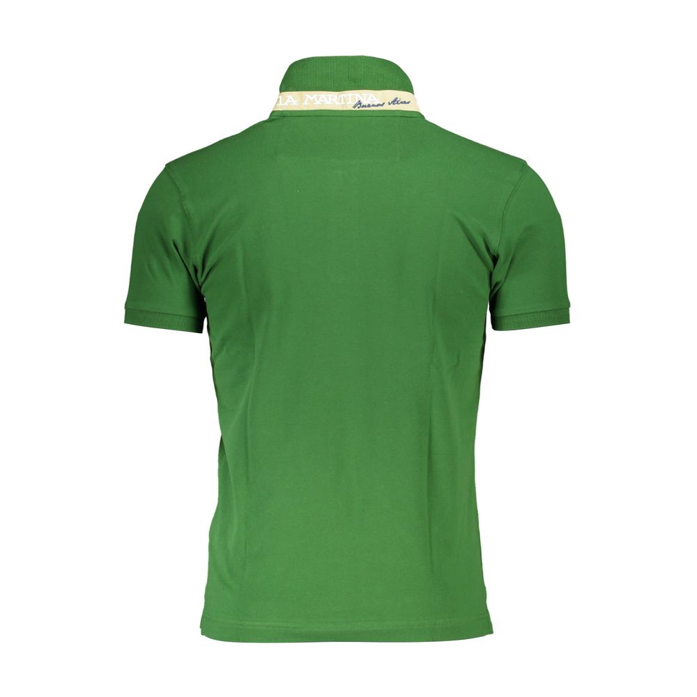 La Martina Elegant Slim Fit Green Polo With Contrasting Details La Martina