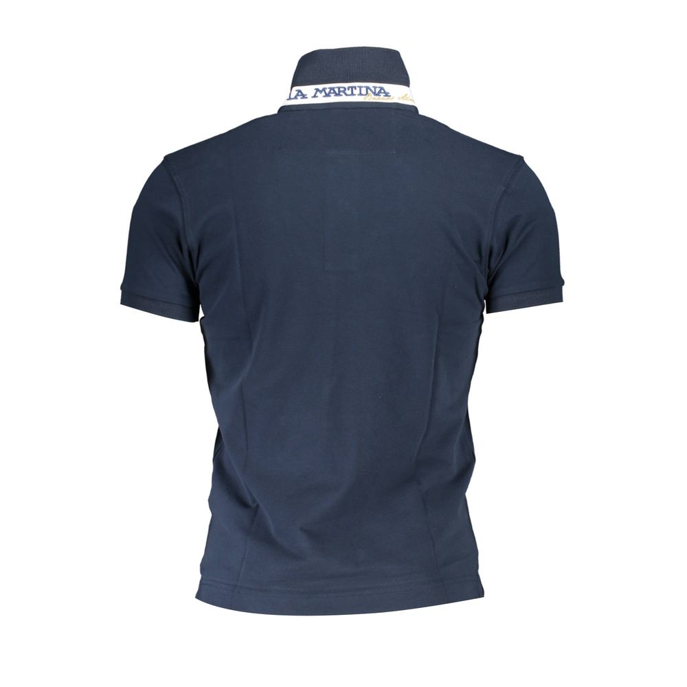 La Martina Elegant Slim-Fit Blue Polo with Contrasting Details La Martina