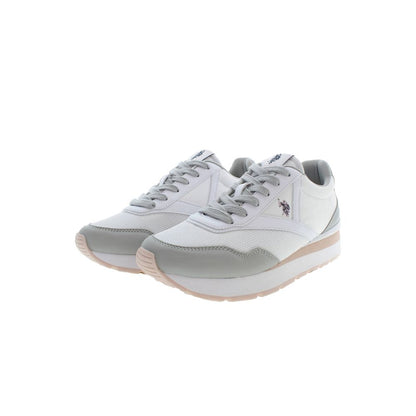 U.S. POLO ASSN. Chic White Lace-Up Sneakers with Logo Detail U.S. POLO ASSN.