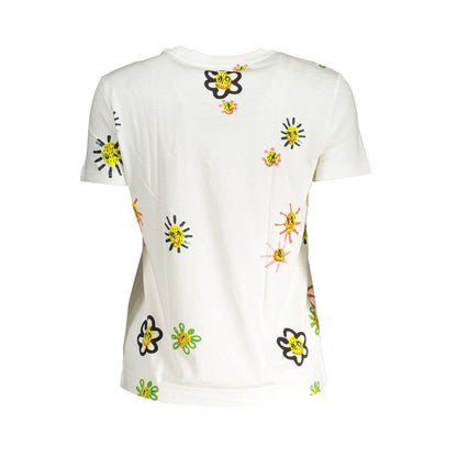 Desigual Chic Printed Round Neck Tee with Contrasting Details Desigual