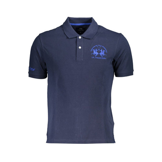 La Martina Elegant Blue Cotton Polo Shirt La Martina