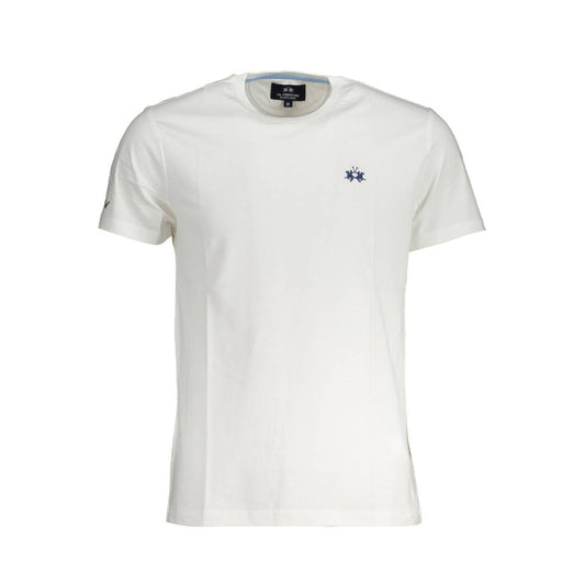 La Martina Elegant White Embroidered Tee La Martina