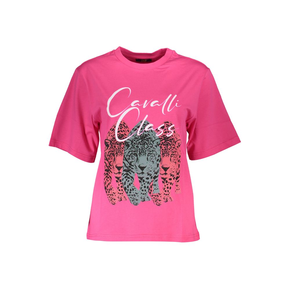 Cavalli Class Pink Cotton Women T-Shirt