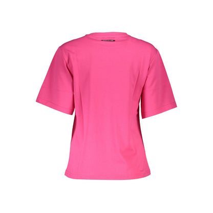 Cavalli Class Elegant Slim Fit Pink Tee with Chic Print Cavalli Class