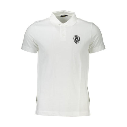 Cavalli Class Chic White Embroidered Polo for Men Cavalli Class