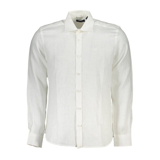 North Sails Elegant White Linen Long-Sleeved Shirt North Sails