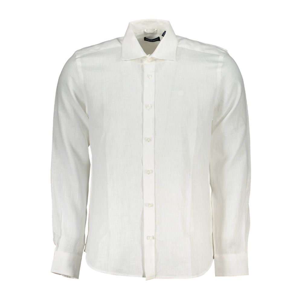 North Sails Elegant White Linen Long-Sleeved Shirt North Sails