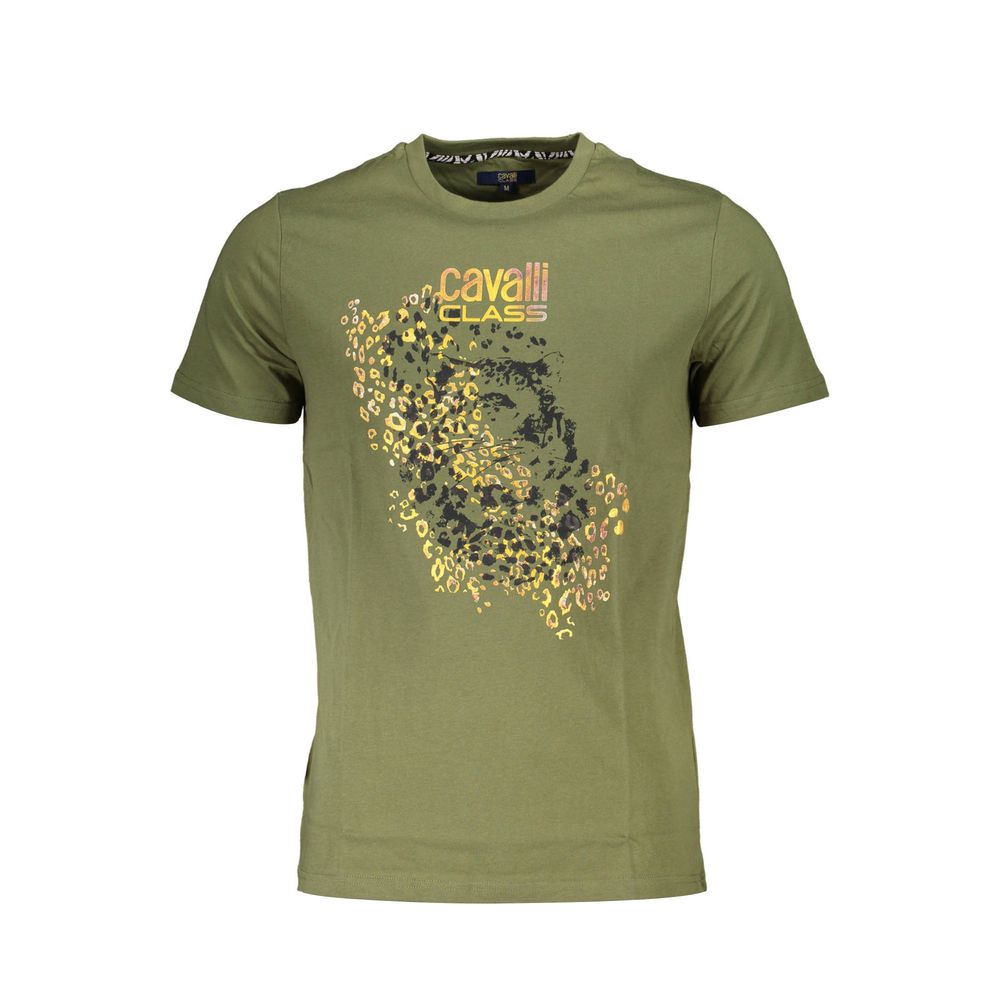 Cavalli Class Green Cotton T-Shirt Cavalli Class