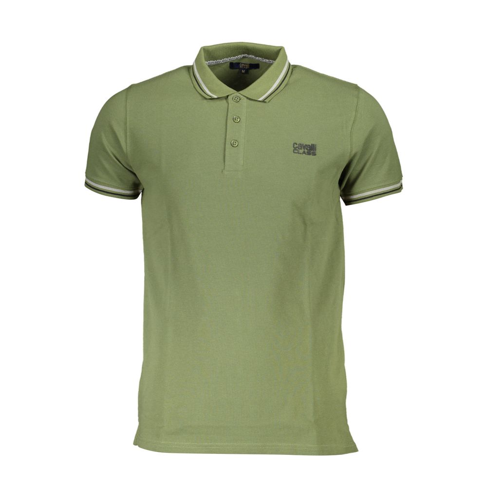 Cavalli Class Green Cotton Polo Shirt Cavalli Class