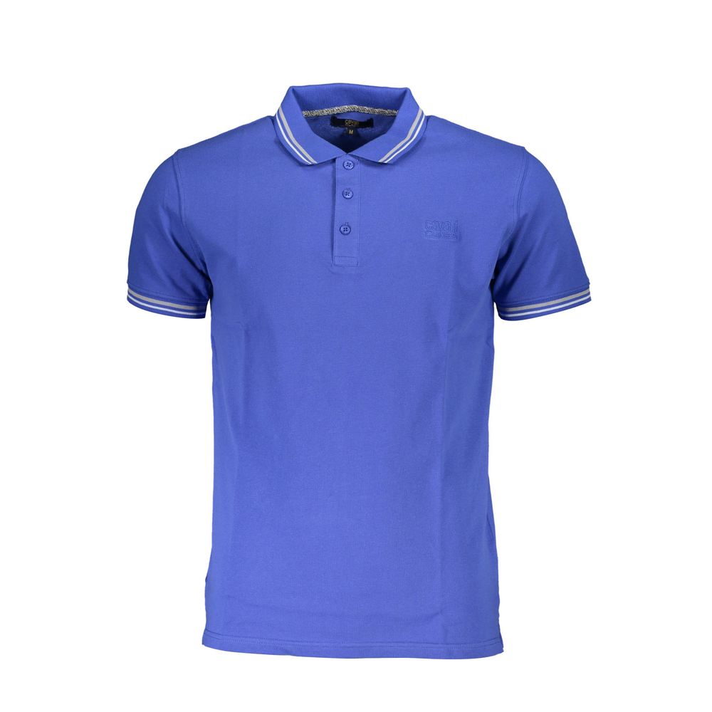 Cavalli Class Blue Cotton Polo Shirt Cavalli Class