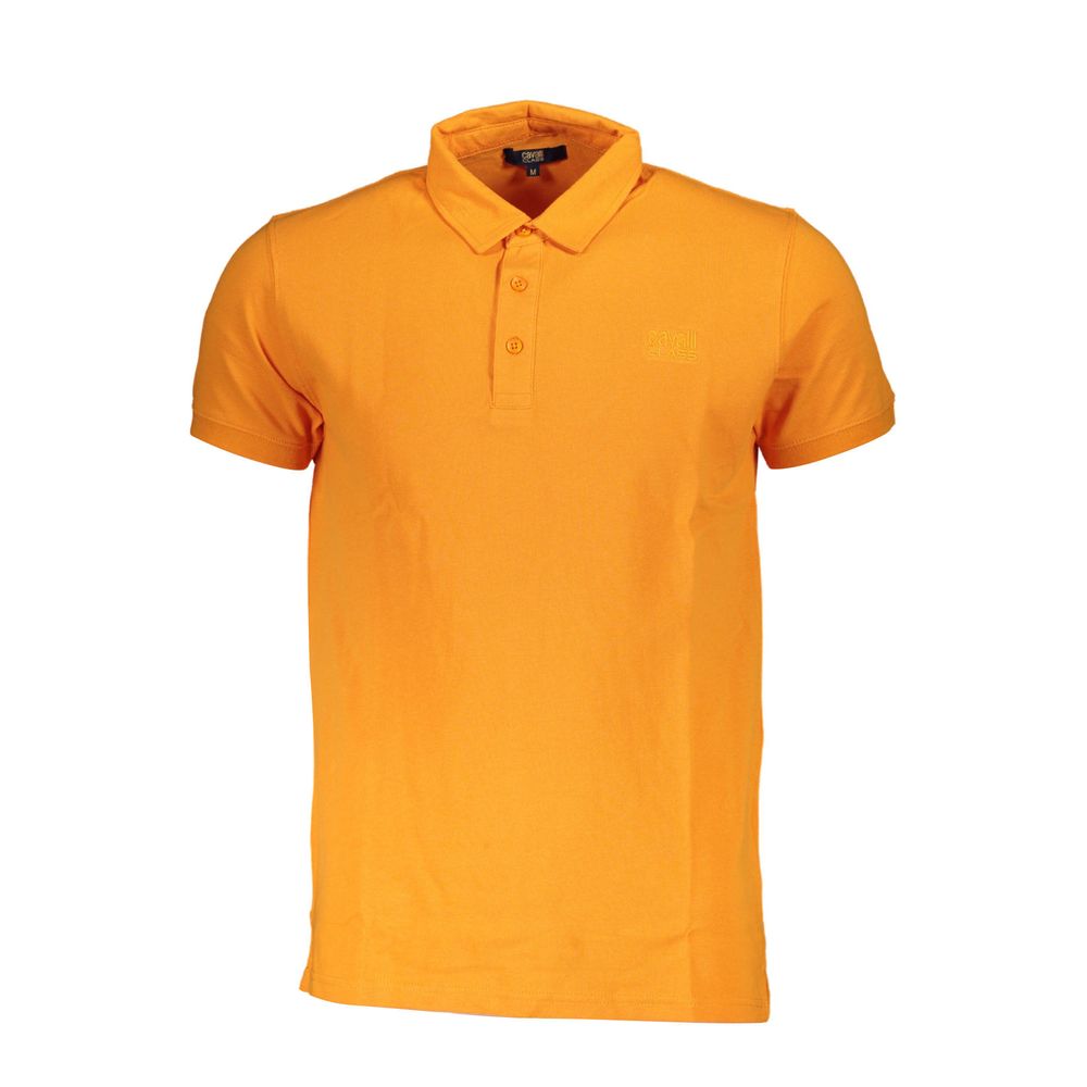 Cavalli Class Orange Cotton Polo Shirt Cavalli Class