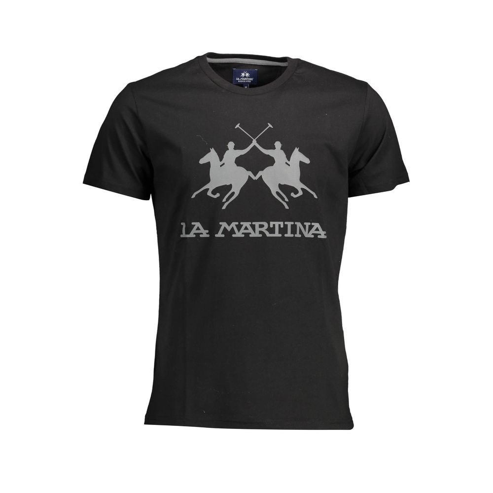 La Martina Elegant Crew Neck Tee with Iconic Print La Martina