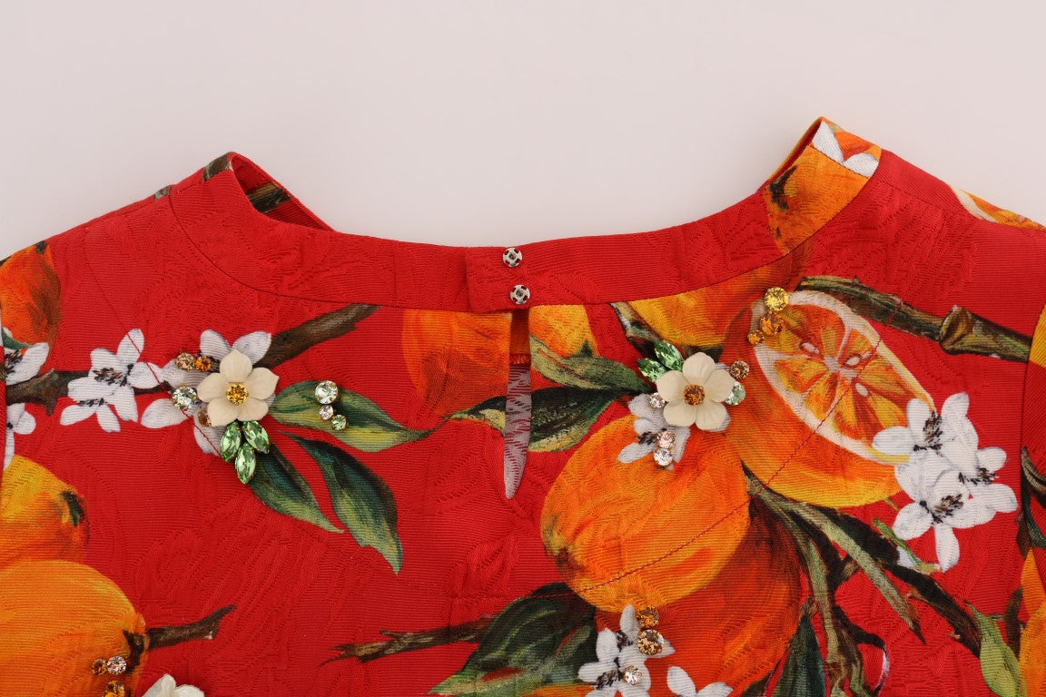 Dolce & Gabbana Embellished Crepe Blouse with Blossom Print Dolce & Gabbana