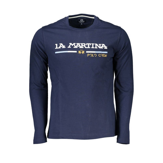 La Martina Chic Blue Crew Neck Embroidered T-Shirt La Martina