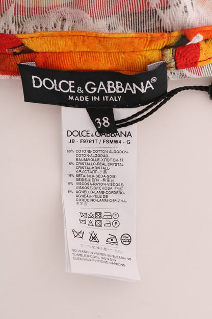 Dolce & Gabbana Embellished Crepe Blouse with Blossom Print Dolce & Gabbana