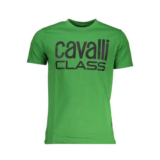 Cavalli Class Green Cotton T-Shirt Cavalli Class