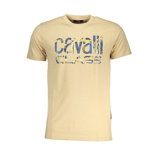 Cavalli Class Beige Cotton T-Shirt Cavalli Class