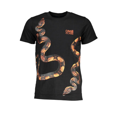 Cavalli Class Black Cotton T-Shirt Cavalli Class