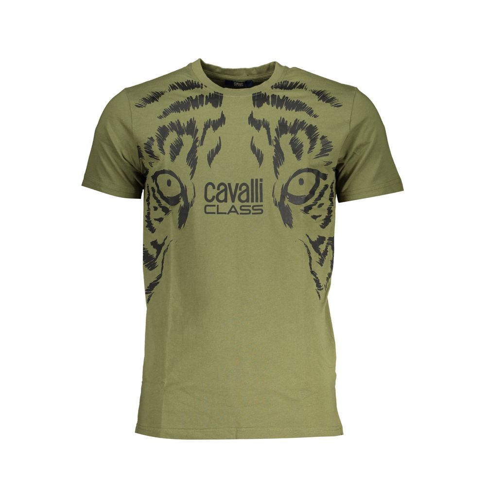 Cavalli Class Green Cotton T-Shirt Cavalli Class