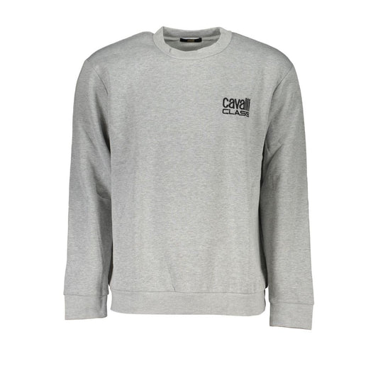 Cavalli Class Chic Gray Embroidered Sweatshirt Cavalli Class