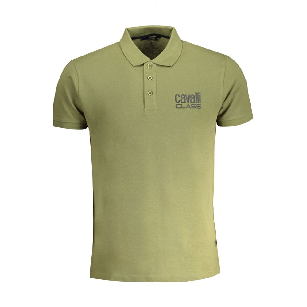 Cavalli Class Green Cotton Polo Shirt Cavalli Class