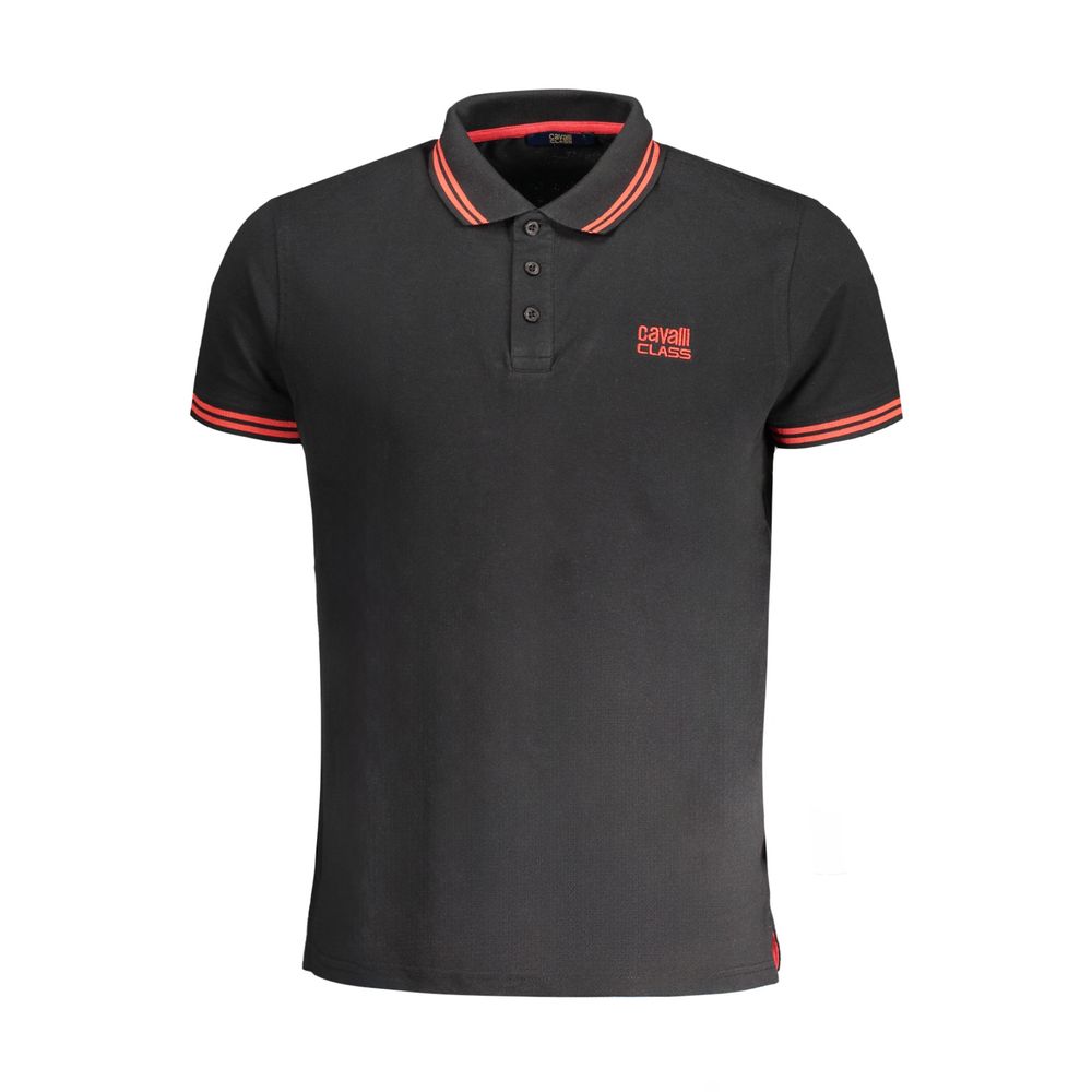 Cavalli Class Black Cotton Polo Shirt Cavalli Class