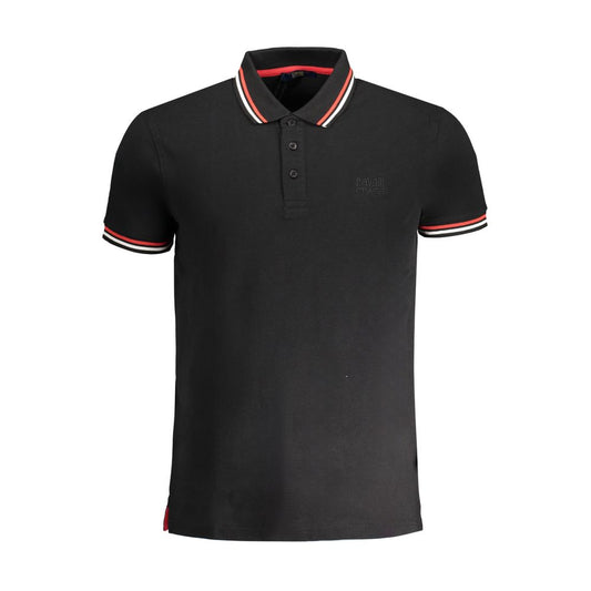 Cavalli Class Black Cotton Polo Shirt Cavalli Class