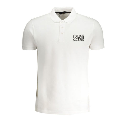 Cavalli Class White Cotton Polo Shirt Cavalli Class