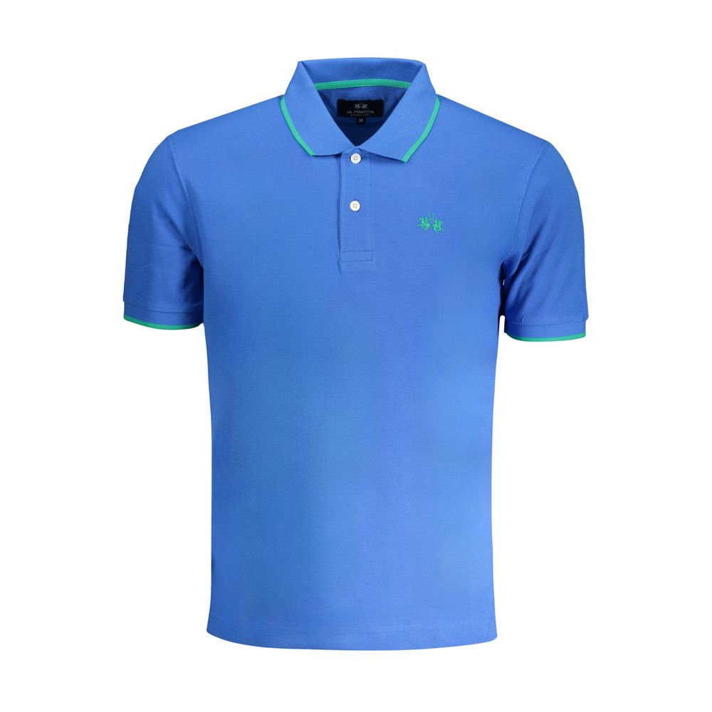 La Martina Blue Cotton Polo Shirt La Martina