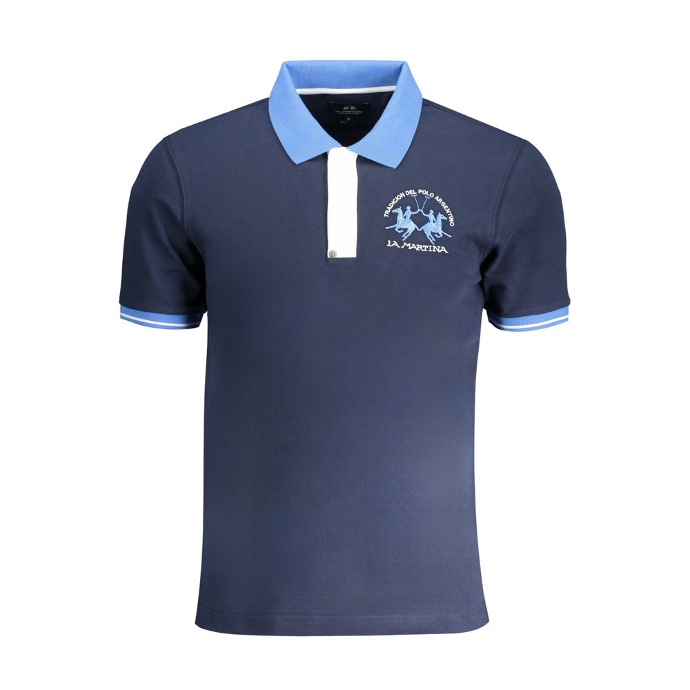 La Martina Blue Cotton Polo Shirt La Martina