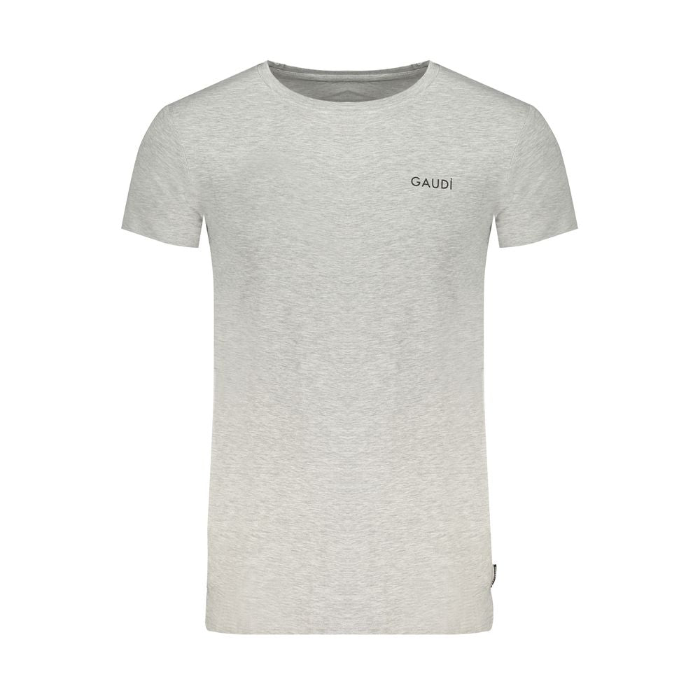 Gaudi Gray Cotton T-Shirt Gaudi