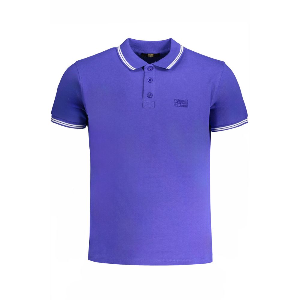 Cavalli Class Blue Cotton Polo Shirt Cavalli Class