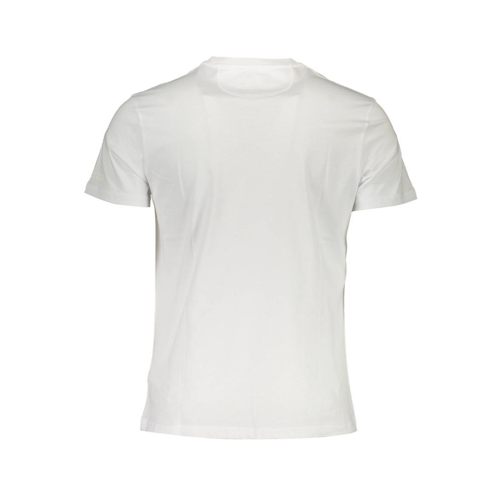 La Martina Elegant White Crew Neck Tee with Signature Print La Martina