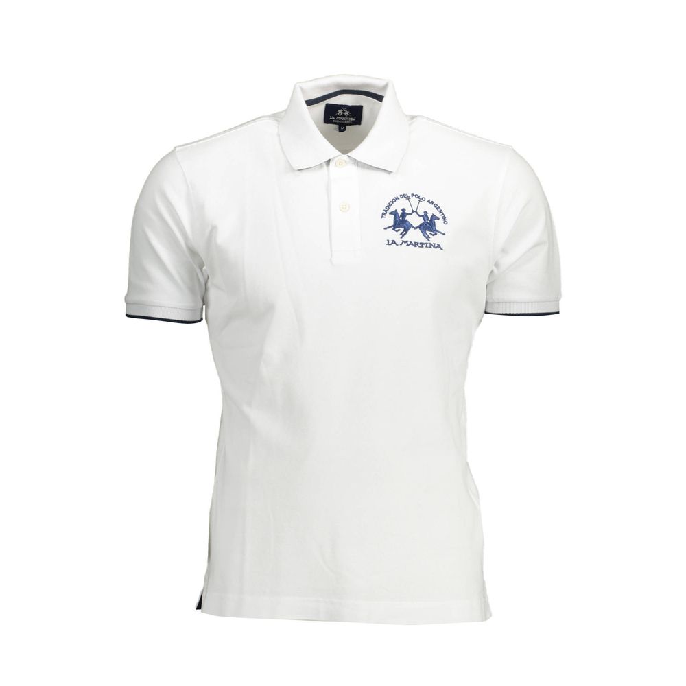 La Martina Elegant Short-Sleeved White Polo for Men La Martina