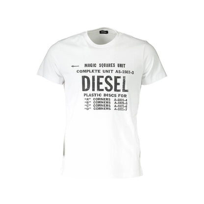 Diesel Sleek White Printed Crew Neck Tee Diesel