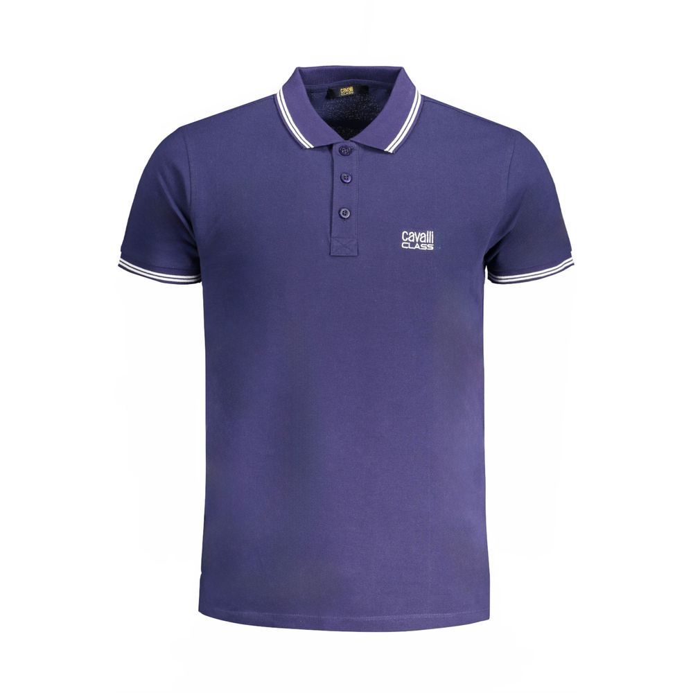 Cavalli Class Blue Cotton Polo Shirt Cavalli Class