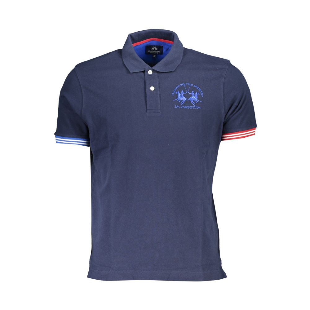 La Martina Elegant Blue Contrast Detail Polo Shirt La Martina